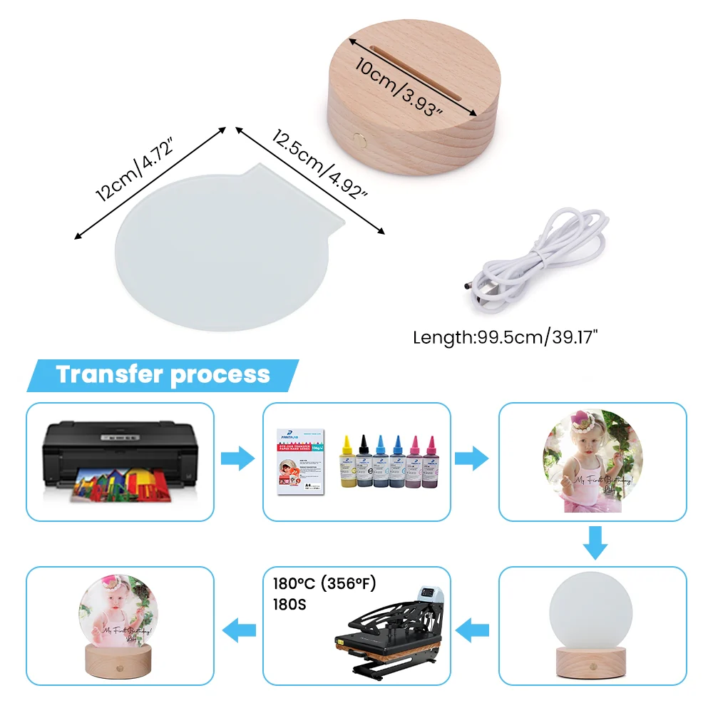 Sublimation Glass Photo Panel with LED Base-Round Shaped-12*12.5cm-4mm Thickness 6