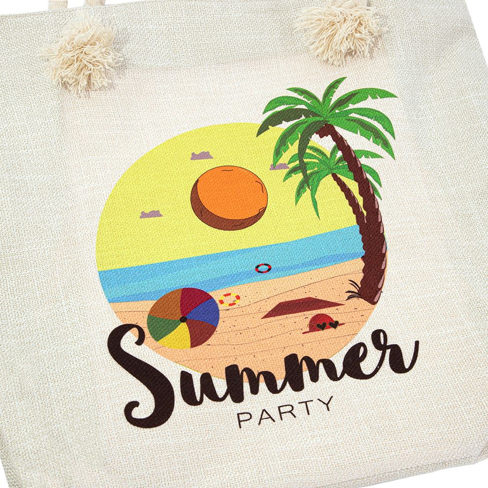 Burlap Sublimation Tote Bag Blanks Beach Bag-50*44CM 4