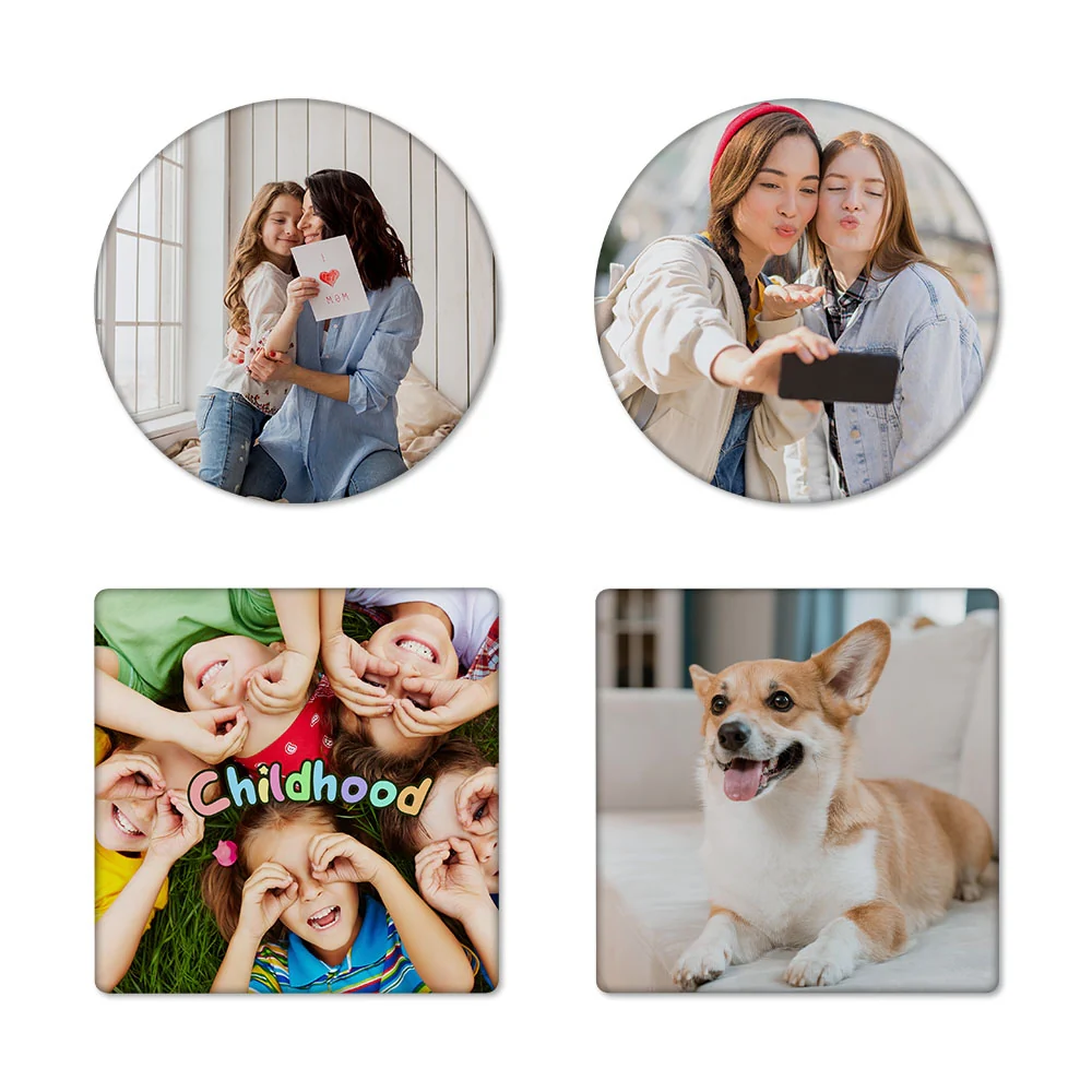 2mm Tempered Glass Sublimation Photo Blank Magnets Sublimation Fridge Magnets - Round/Square - Dia 6cm 6