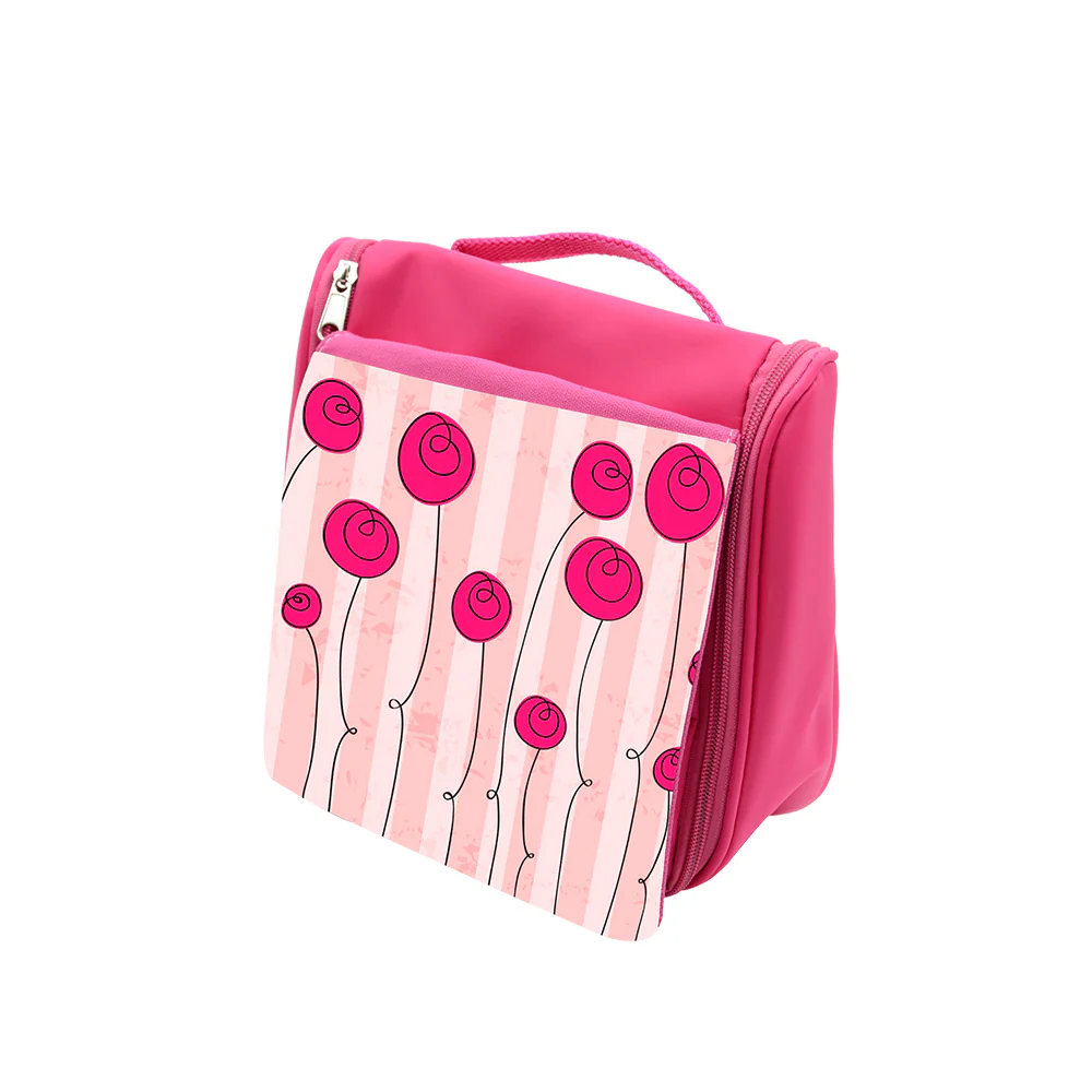 Lady's Sublimation Wash Bag-Black/Pink 9