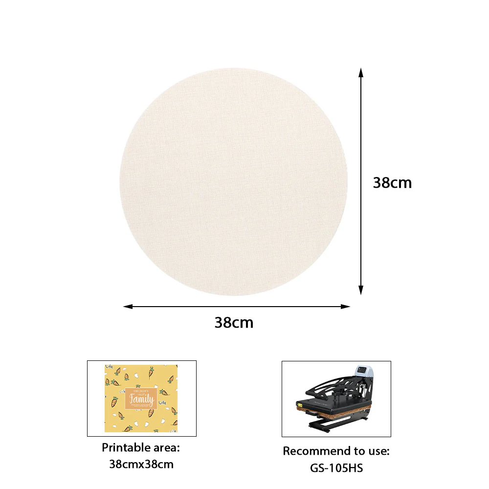 Linen Sublimation Placemats-Round-Dia 38cm-Dual Layers-Sewed Egde 3