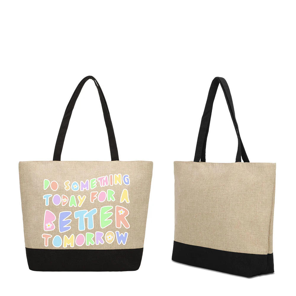 Sublimation Shopping Bags With Black Base-Flax/Natural Linen-36x48cm 3
