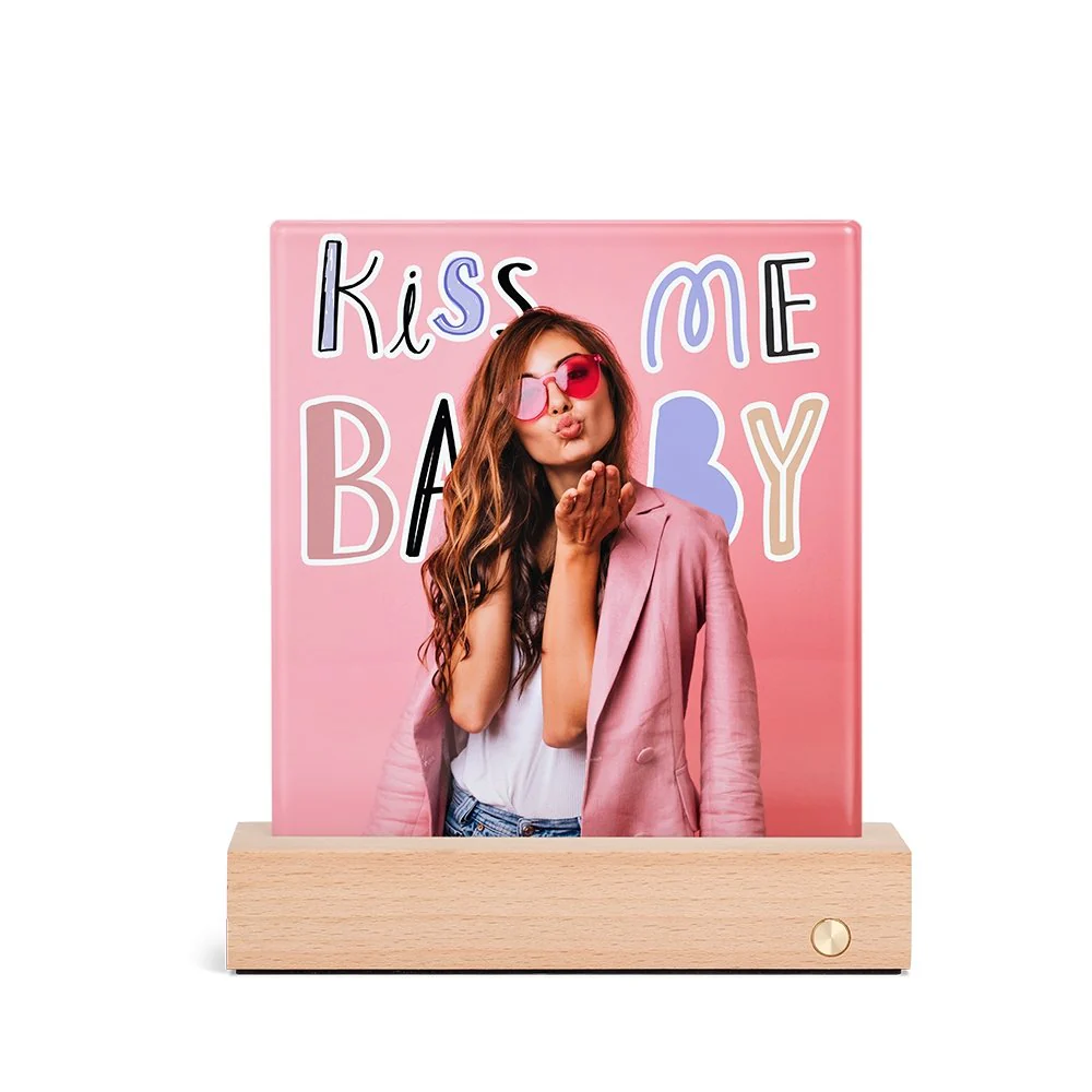 Premium USB Rechargeable Sublimation Glass Photo Panel with LED Base 12