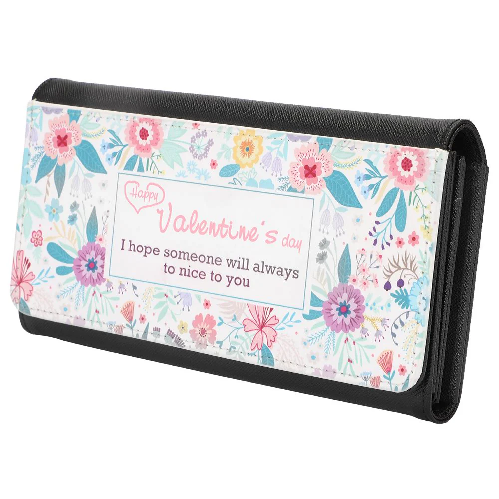Women's PU Sublimation Purse with Gift Box-Black/Pink/Blue 7