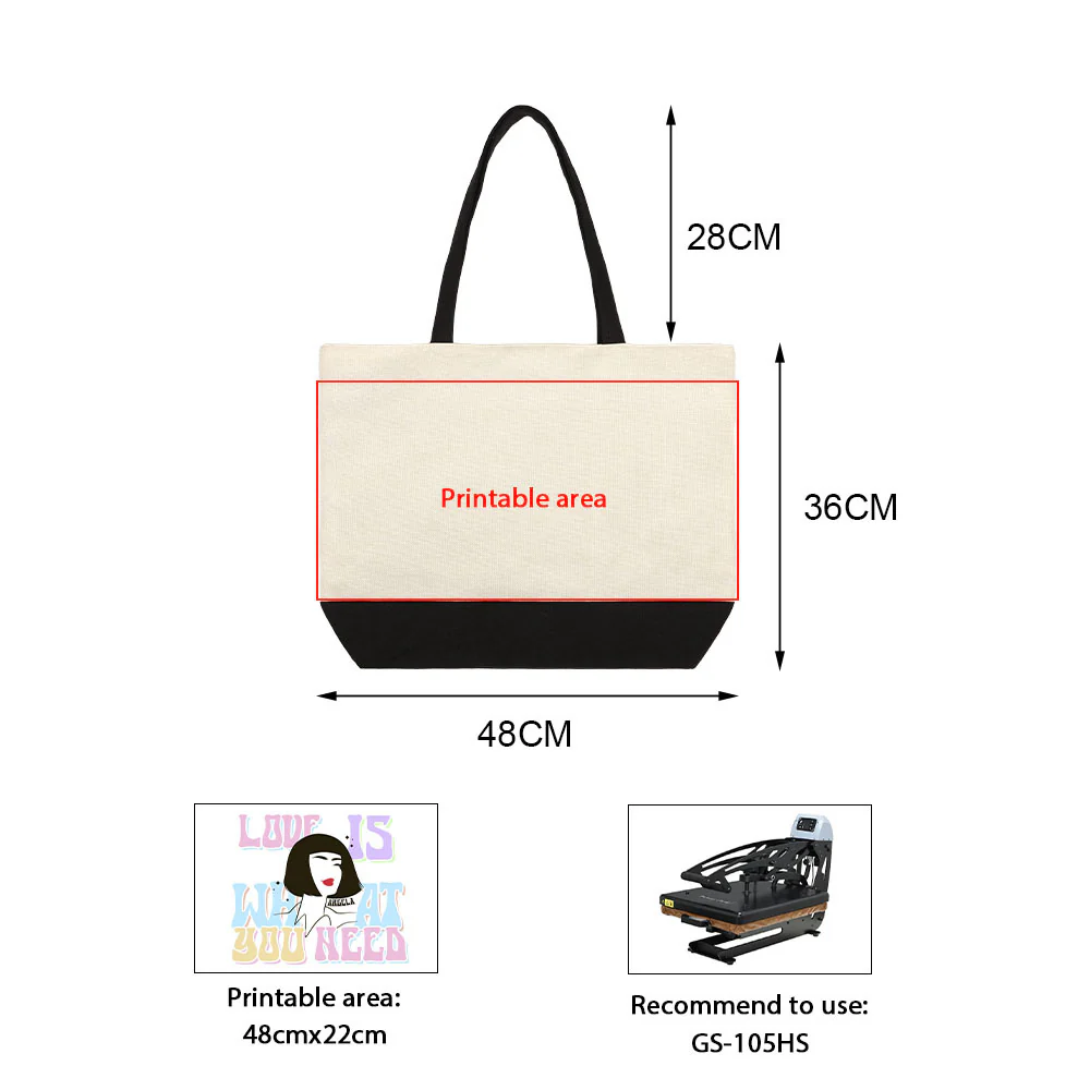 Sublimation Shopping Bags With Black Base-Flax/Natural Linen-36x48cm 5