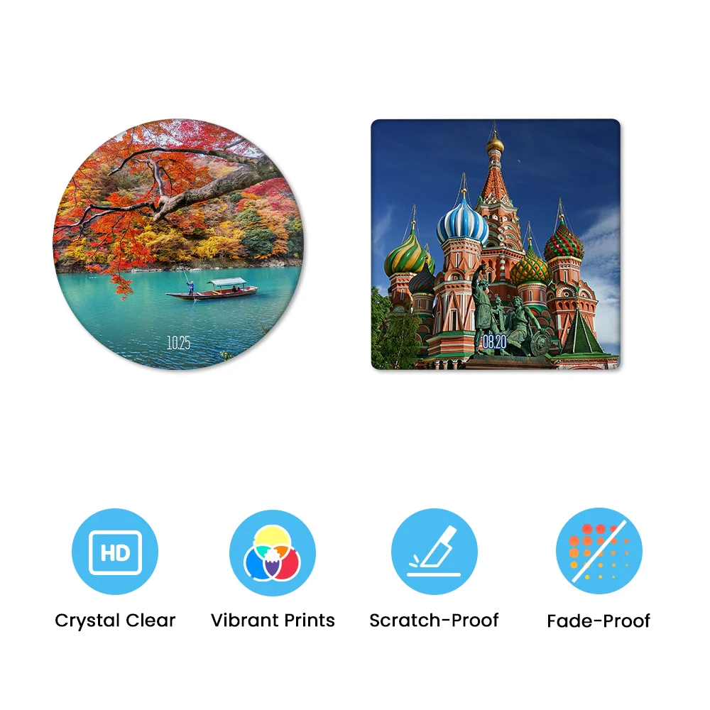 2mm Tempered Glass Sublimation Photo Blank Magnets Sublimation Fridge Magnets - Round/Square - Dia 6cm 4