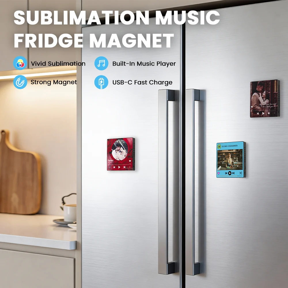 Sublimation Music Fridge Magnet with Aluminium Insert-Bluetooth/Recordable Version - 10*10*1cm 3