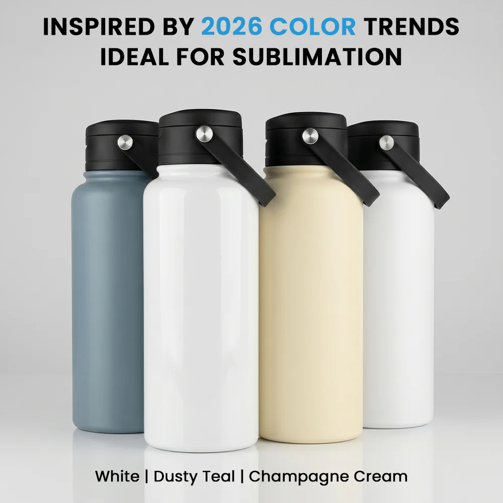 34OZ/1000ML Stainless Steel Water Bottle Sublimation Blanks with Straw and Portable Handle 1