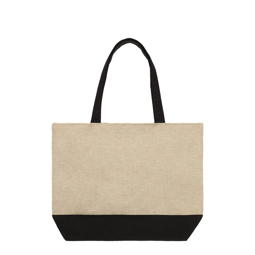 Sublimation Shopping Bags With Black Base-Flax/Natural Linen-36x48cm 15