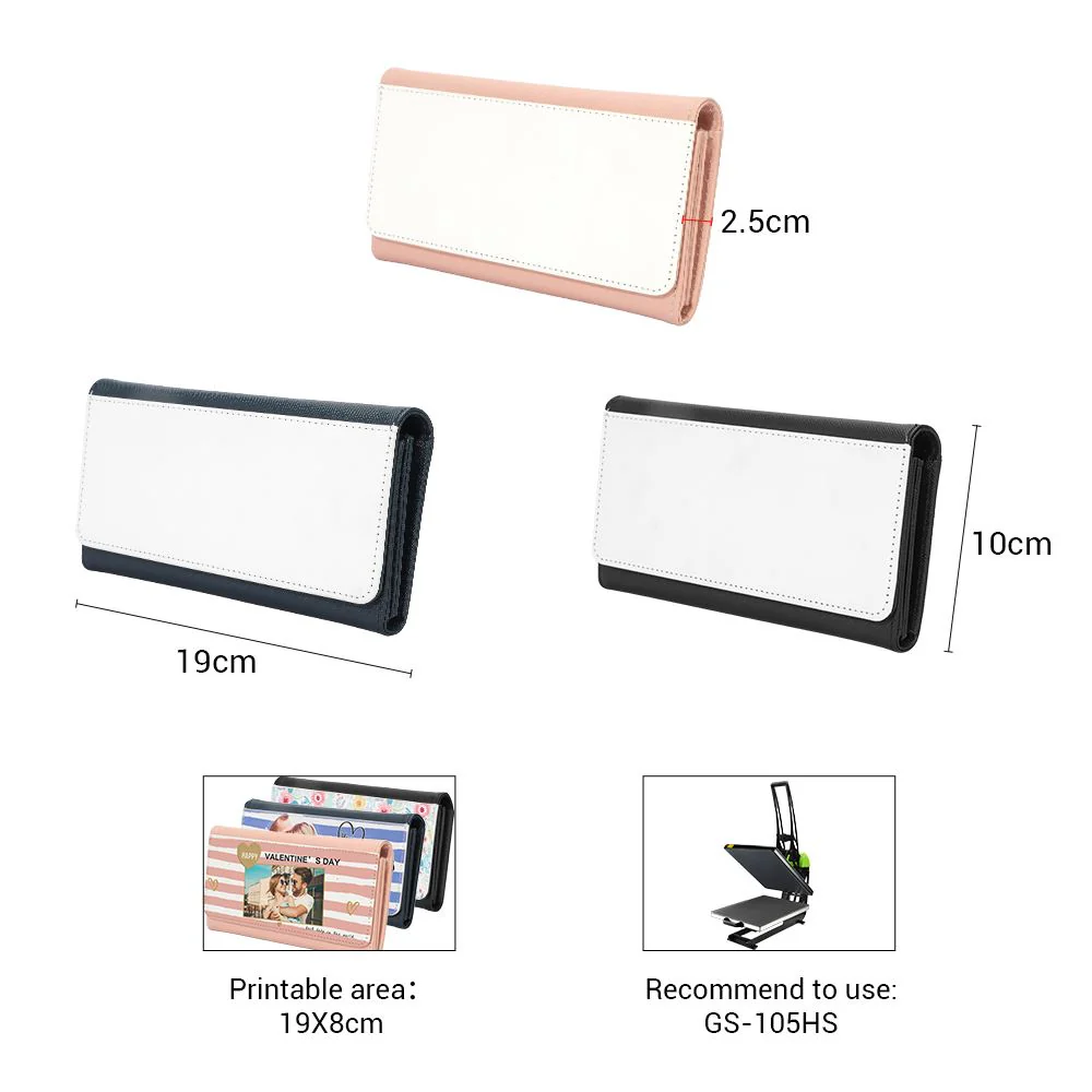 Women's PU Sublimation Purse with Gift Box-Black/Pink/Blue 4