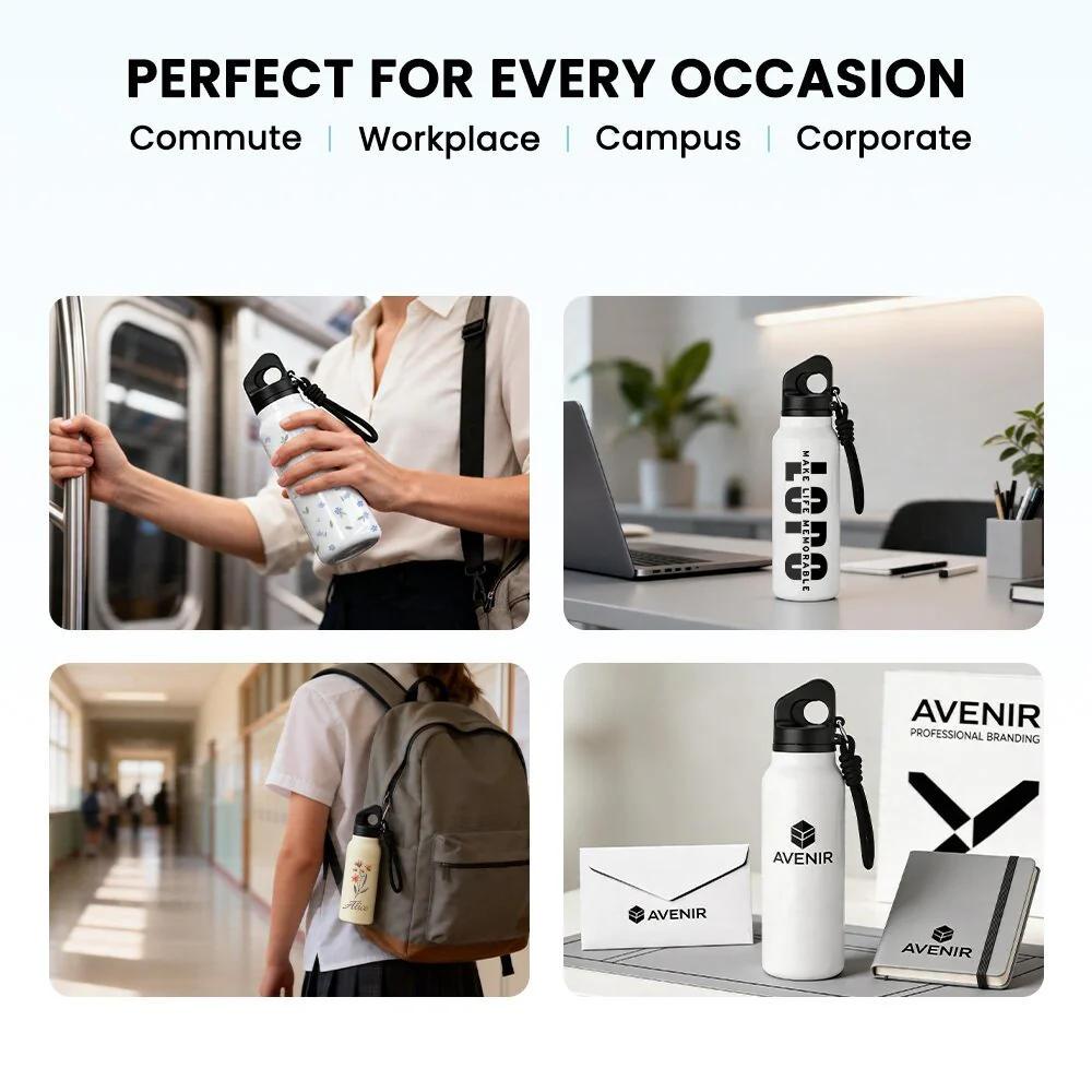 20OZ/600ML Quick-Open Stainless Steel Water Bottle Sublimation Blanks with Portable Wrist Strap 7