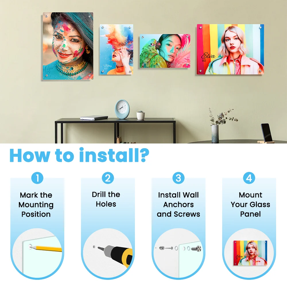 2mm Sublimation Glass Photo Prints Blanks Custom Photo Panel for Wall Art & Sign-20*30cm/30*40cm 7