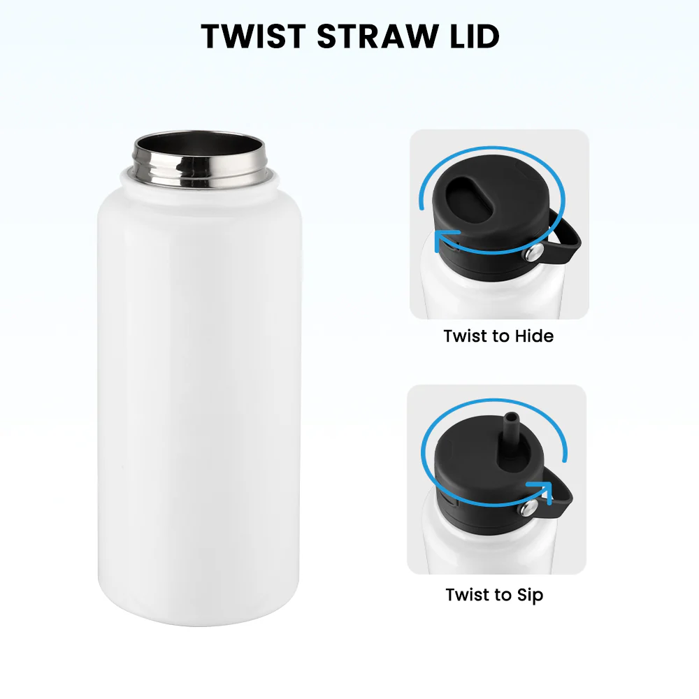 34OZ/1000ML Stainless Steel Water Bottle Sublimation Blanks with Straw and Portable Handle 3
