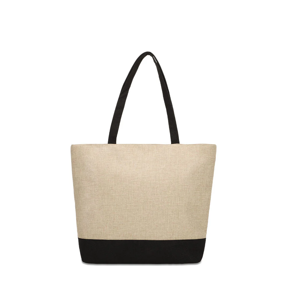 Sublimation Shopping Bags With Black Base-Flax/Natural Linen-36x48cm 11