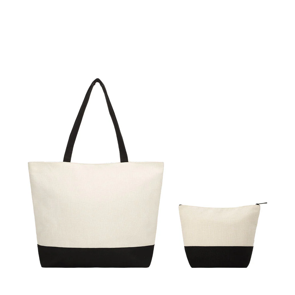 Sublimation Shopping Bags With Black Base-Flax/Natural Linen-36x48cm 7