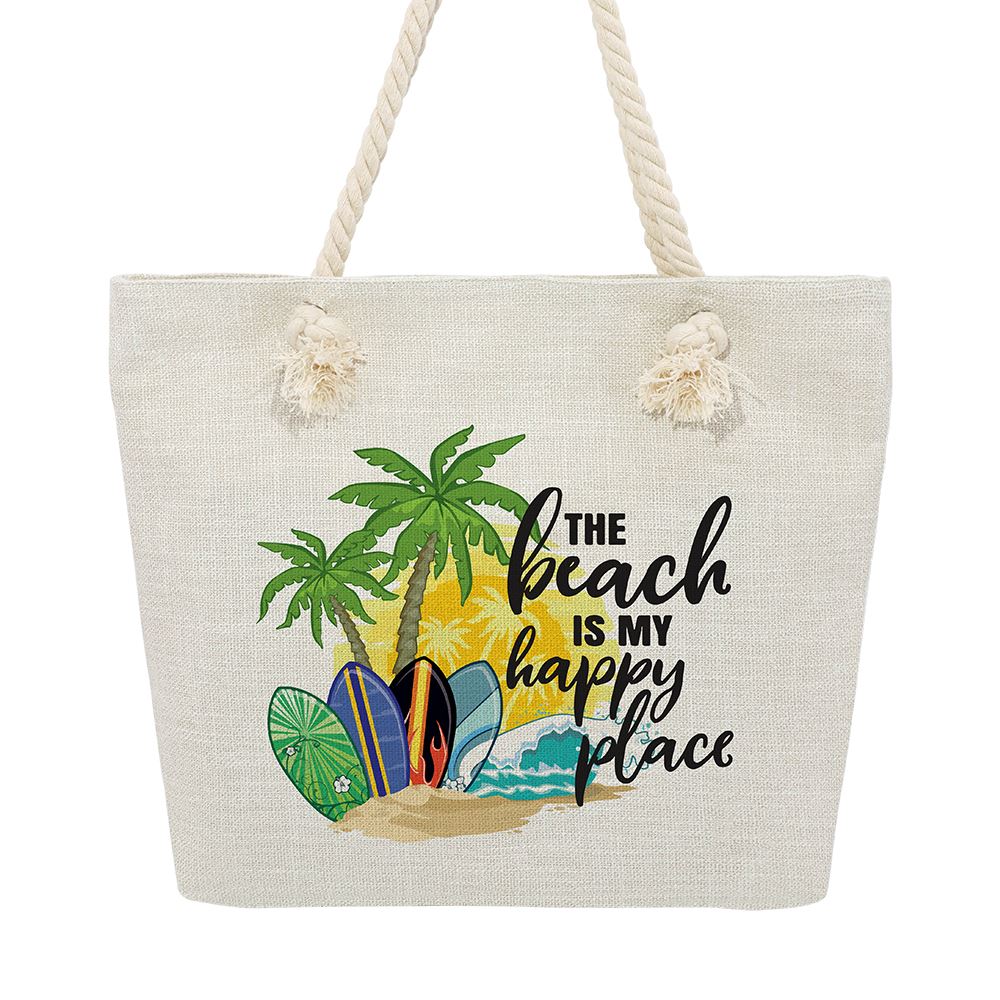 Burlap Sublimation Tote Bag Blanks Beach Bag-50*44CM 3