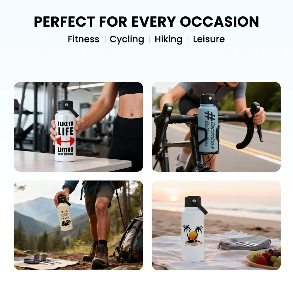 34OZ/1000ML Stainless Steel Water Bottle Sublimation Blanks with Straw and Portable Handle 7