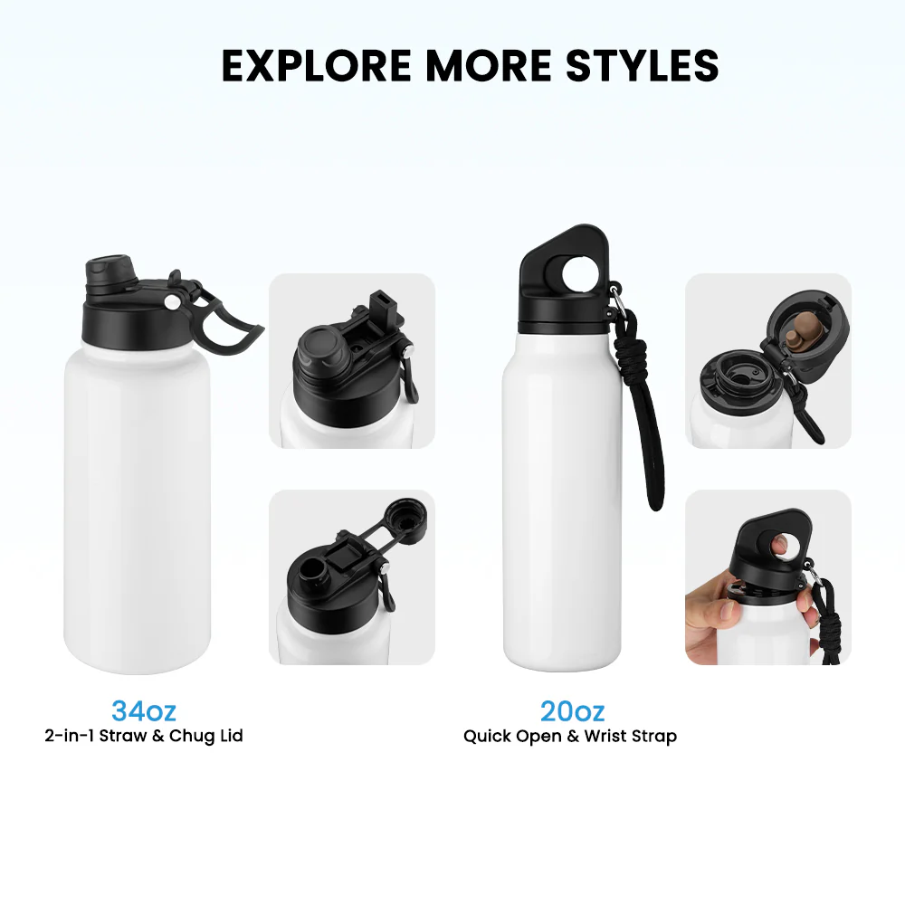 34OZ/1000ML Stainless Steel Water Bottle Sublimation Blanks with Straw and Portable Handle 6