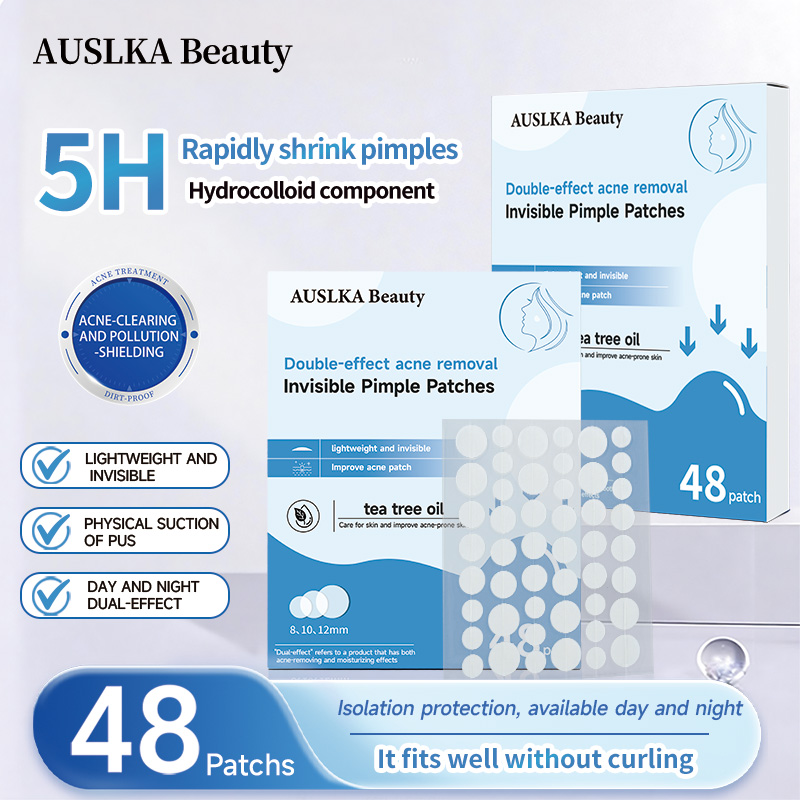 AUSLKA 48 Patchs Hydrocolloïdes Ronds Transparents Anti-Acné pour Traitement Localisé 4