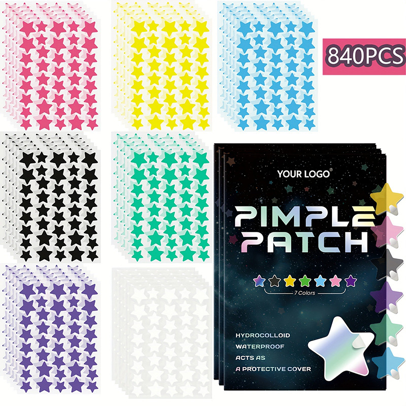 AUSLKA 840 Patchs anti-acné hydrocolloïdes multicolores en forme d'étoile 2