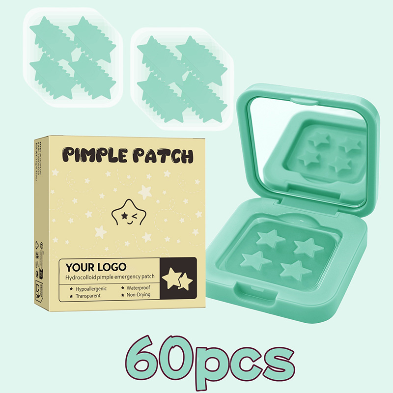 AUSLKA Coffret de 60 patchs hydrocolloïdes anti-boutons avec étui carré compact à miroir 3