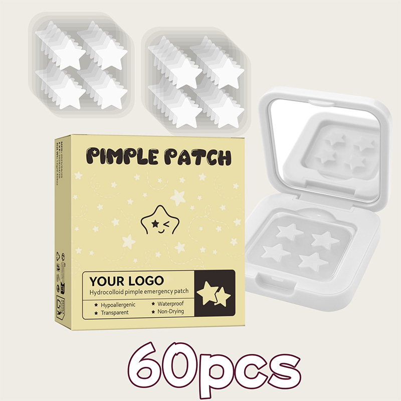 AUSLKA Coffret de 60 patchs hydrocolloïdes anti-boutons avec étui carré compact à miroir 4