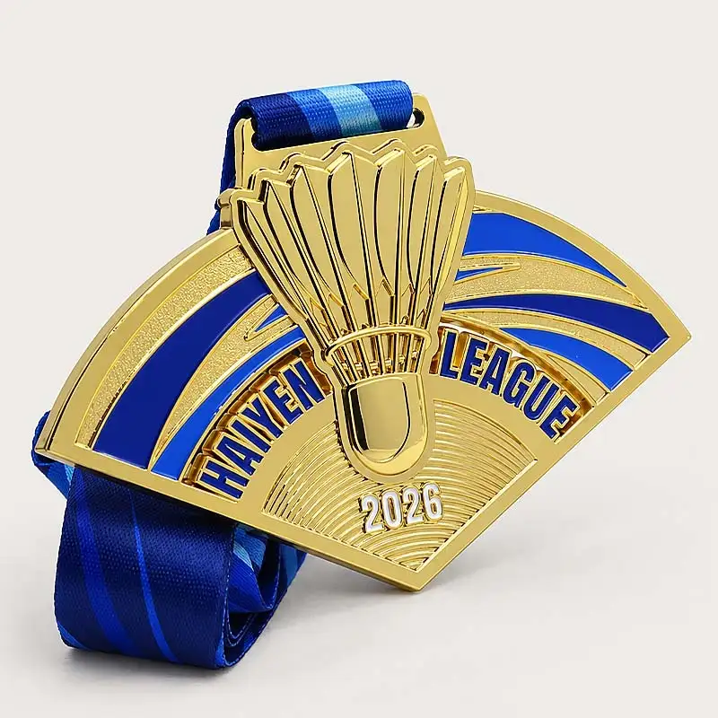 Produttore di medaglie personalizzate a forma di ventaglio per campionati di badminton QIYI 1