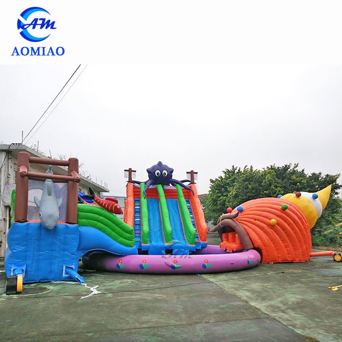 Inflatable Water Slide And Pool - Three Cartoon Slide SL1746 2