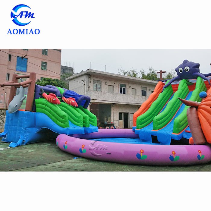 Inflatable Water Slide And Pool - Three Cartoon Slide SL1746 4