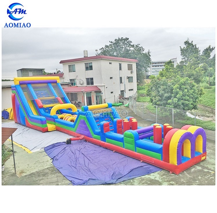 80ft large size inflatable slide obstacle course 1
