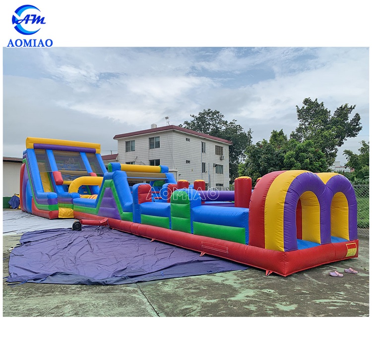 80ft large size inflatable slide obstacle course 2