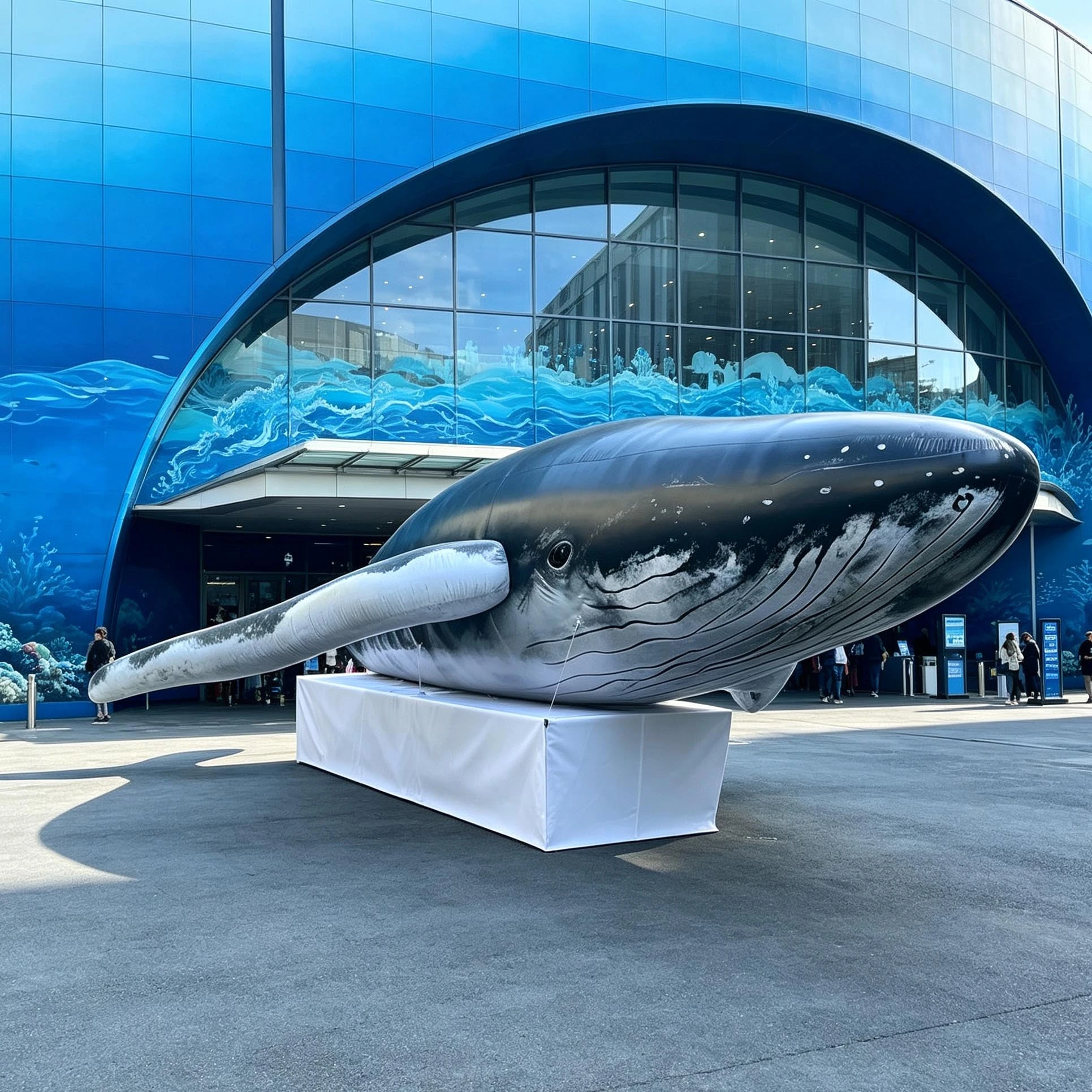 Large inflatable advertising whale models are used for commercial displays 1