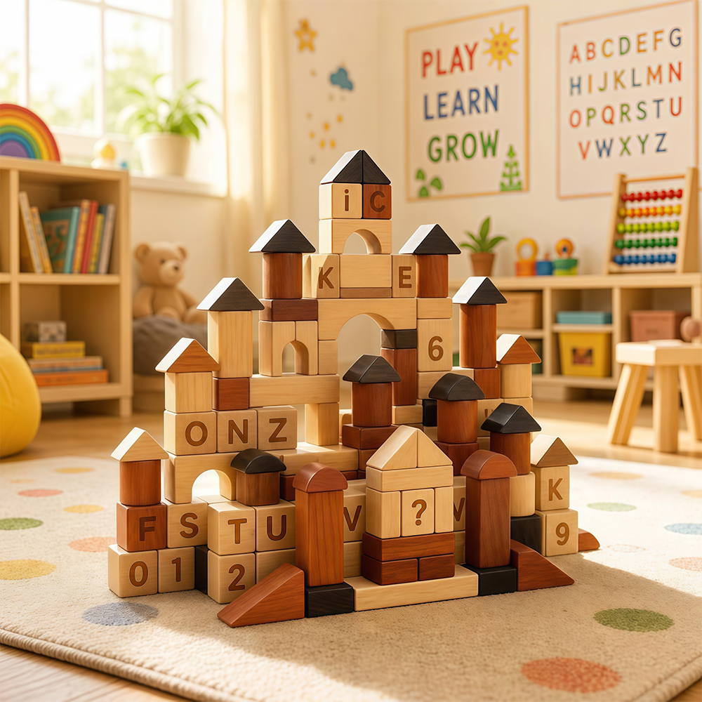 Bloques de construcción de madera natural, bloques apilables de madera maciza para el juego educativo temprano de los niños | Fabricante directo de fábrica, OEM, ODM, venta al por mayor 1