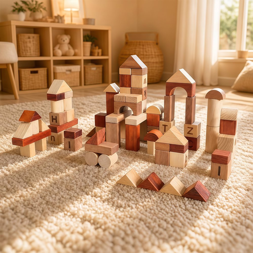 Bloques de construcción de madera natural, bloques apilables de madera maciza para el juego educativo temprano de los niños | Fabricante directo de fábrica, OEM, ODM, venta al por mayor 3