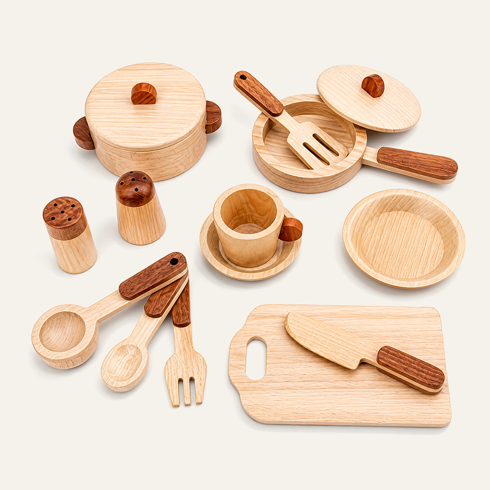 Juego de cocina de juguete de madera de haya, juguete de madera para cortar frutas y verduras para niños | Venta al por mayor directa de fábrica 4