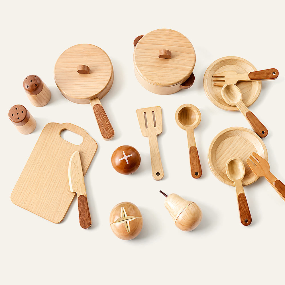 Juego de cocina de juguete de madera de haya, juguete de madera para cortar frutas y verduras para niños | Venta al por mayor directa de fábrica 5