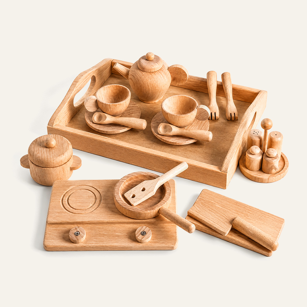 Juego de cocina de juguete de madera de haya, juguete de madera para cortar frutas y verduras para niños | Venta al por mayor directa de fábrica 2