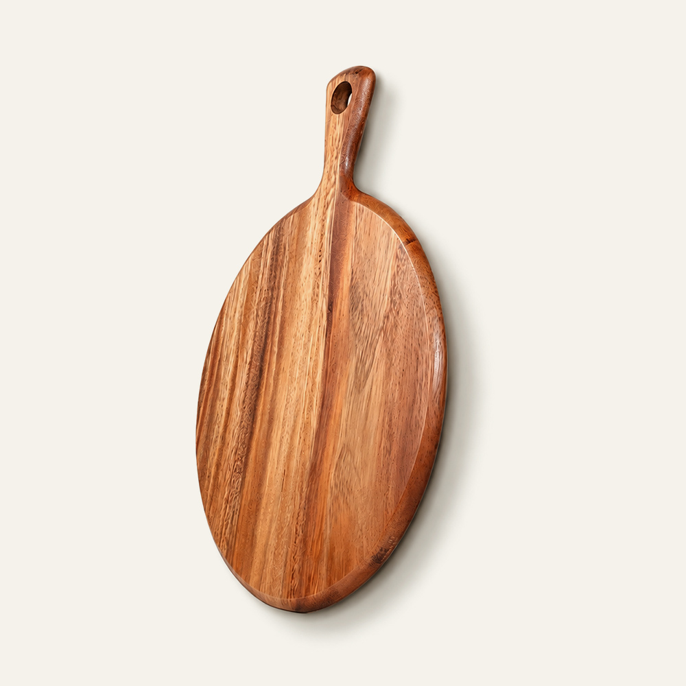 Tabla de cortar redonda de madera maciza con mango, venta al por mayor, para cocina 2