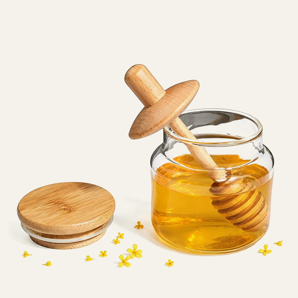 Proveedor de utensilios de cocina de madera maciza con cucharón de miel de madera maciza 3