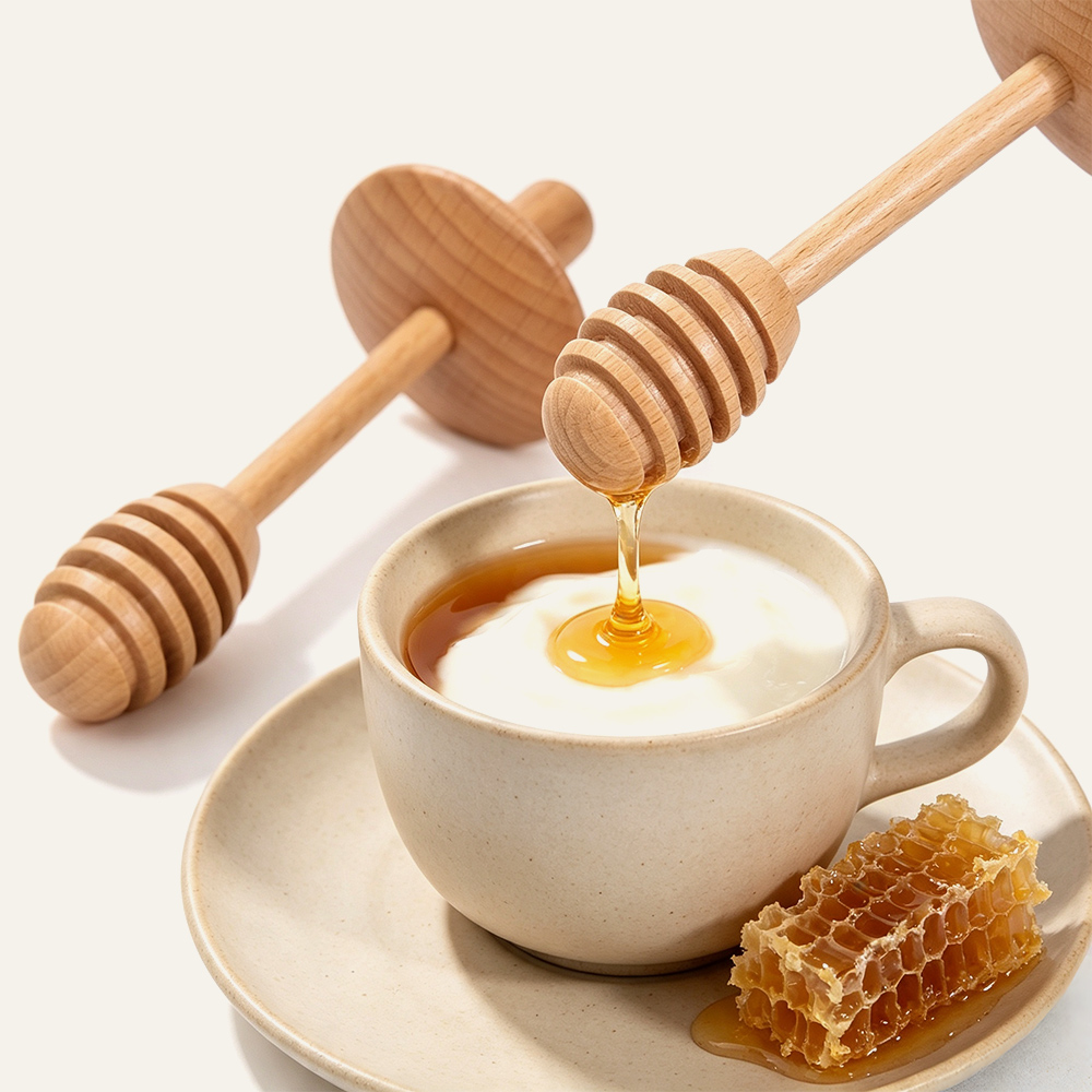 Proveedor de utensilios de cocina de madera maciza con cucharón de miel de madera maciza 4