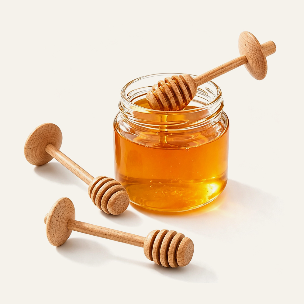 Proveedor de utensilios de cocina de madera maciza con cucharón de miel de madera maciza 2