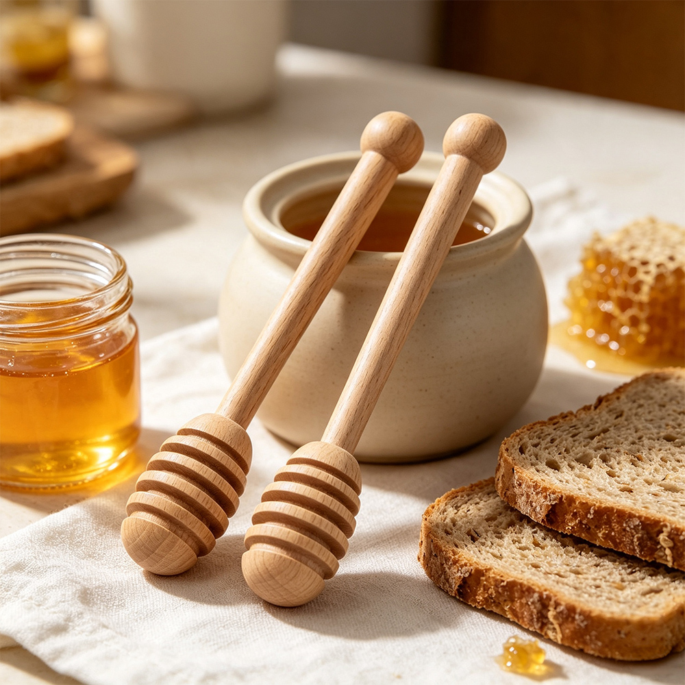 Proveedor de utensilios de cocina de madera maciza con cucharón de miel de madera maciza 5