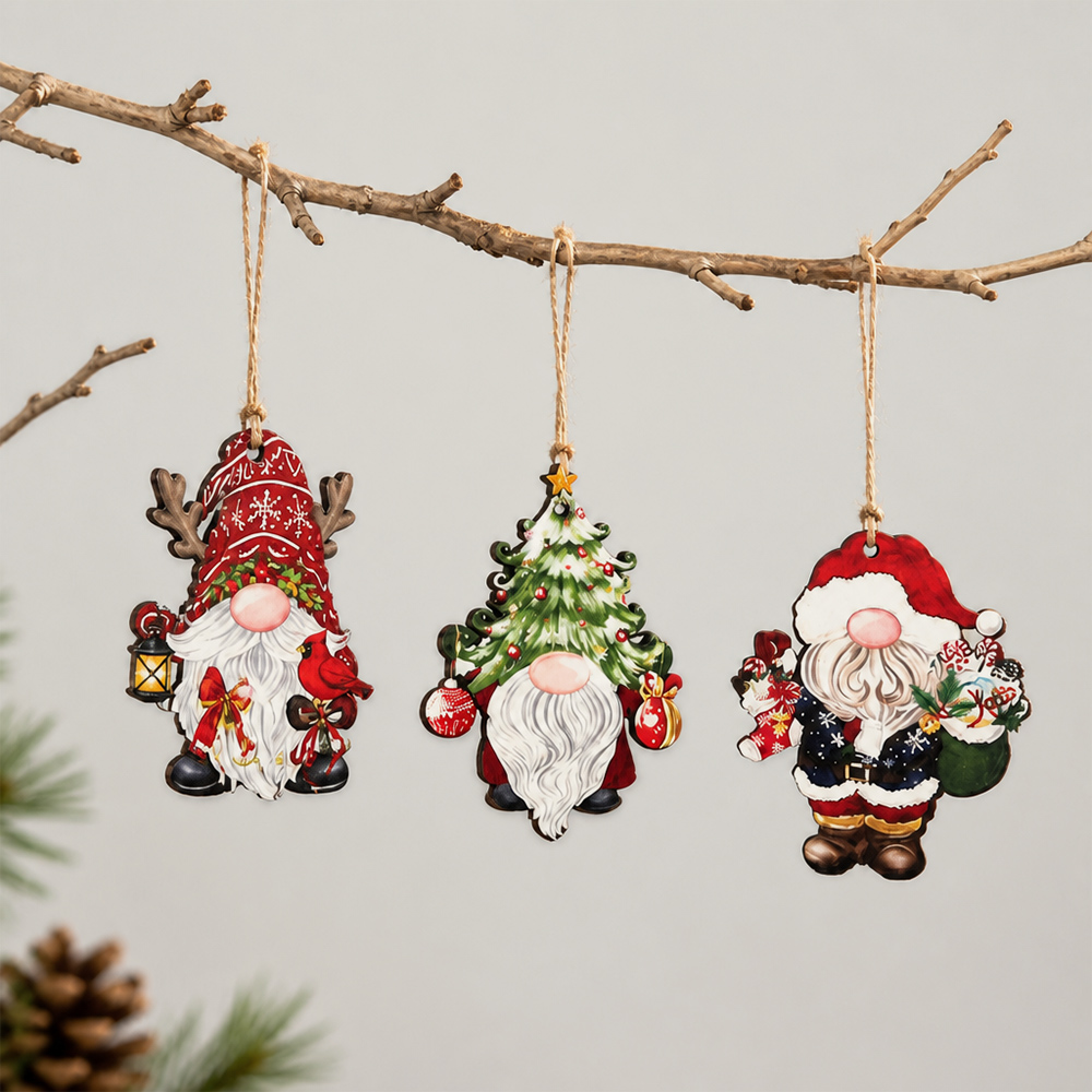 Décoration de Noël en bois imprimé, à suspendre, pour sapin de Noël, fournisseur d'usine en gros 4
