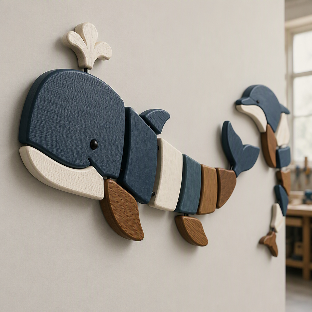Decoración de pared de madera con animales marinos, madera de caucho, arte de pared con criaturas marinas, decoración de pared para el hogar, proveedor mayorista de fábrica. 4