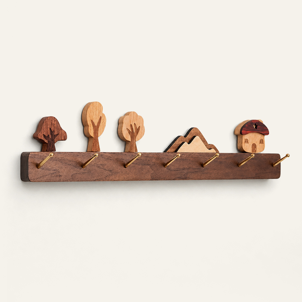 Perchero de pared de madera con ganchos, organizador de entrada con múltiples ganchos, venta al por mayor y al por mayor. 1