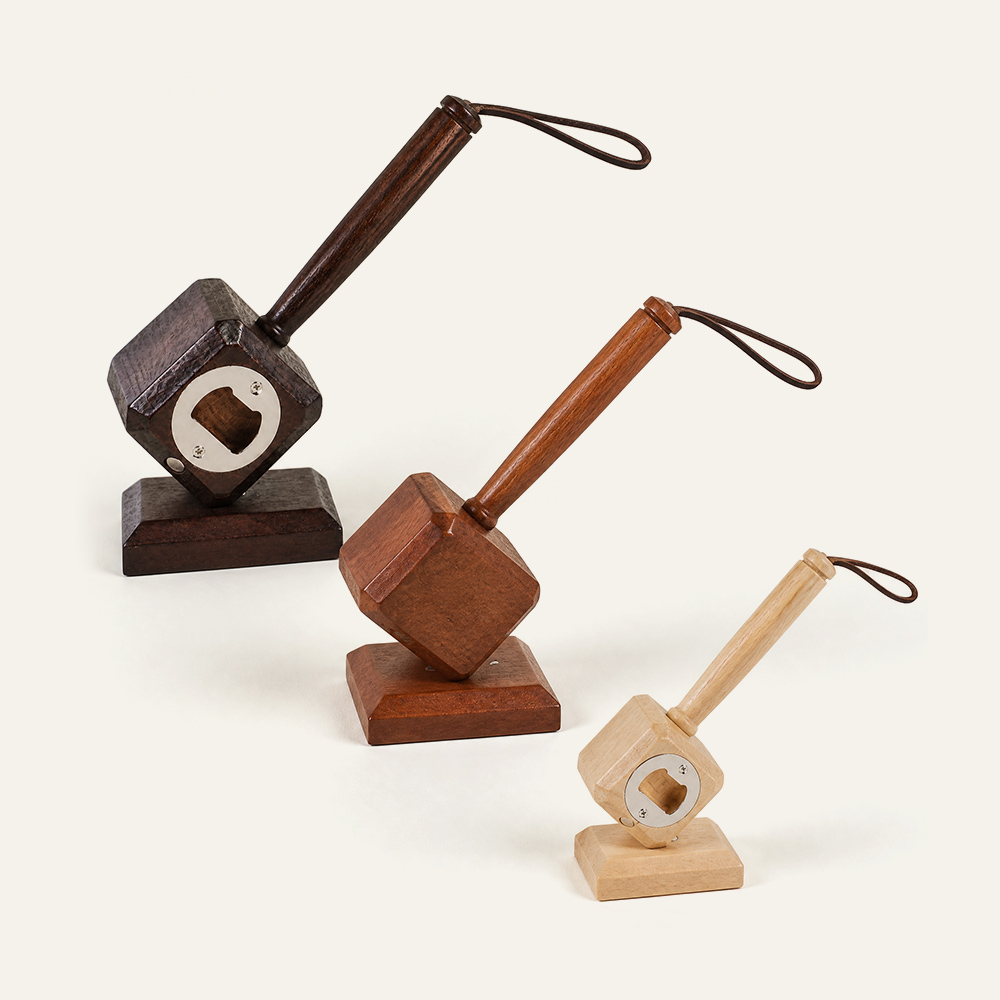 Flaschenöffner in Hammerform aus Gummibaumholz, Tischdekoration, Barzubehör, Großhandel, Fabriklieferant 3