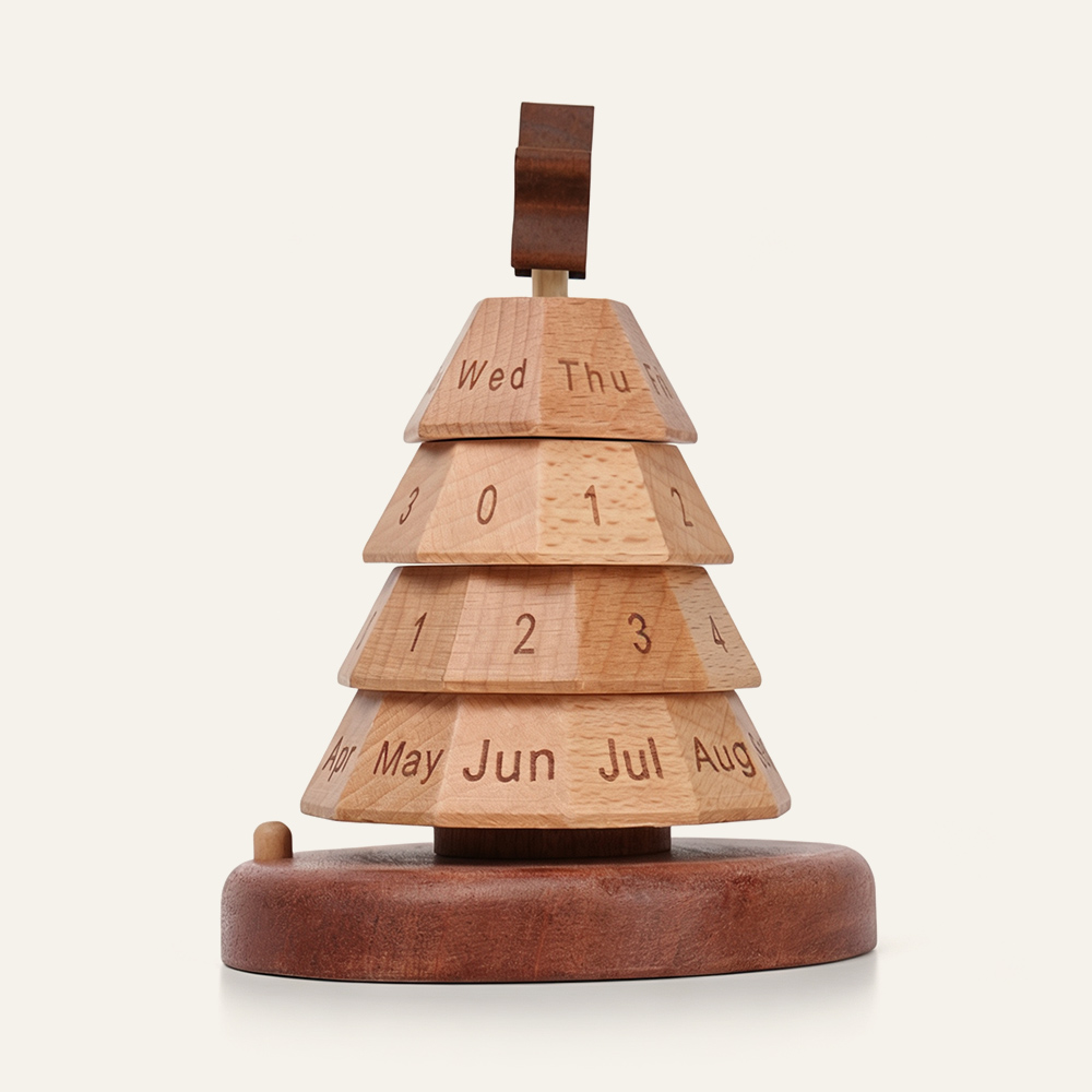 Ewiger Kalender aus Buchenholz in Baumform, drehbar, Tischkalender, Heimdekoration, Großhandel, Fabriklieferant 1