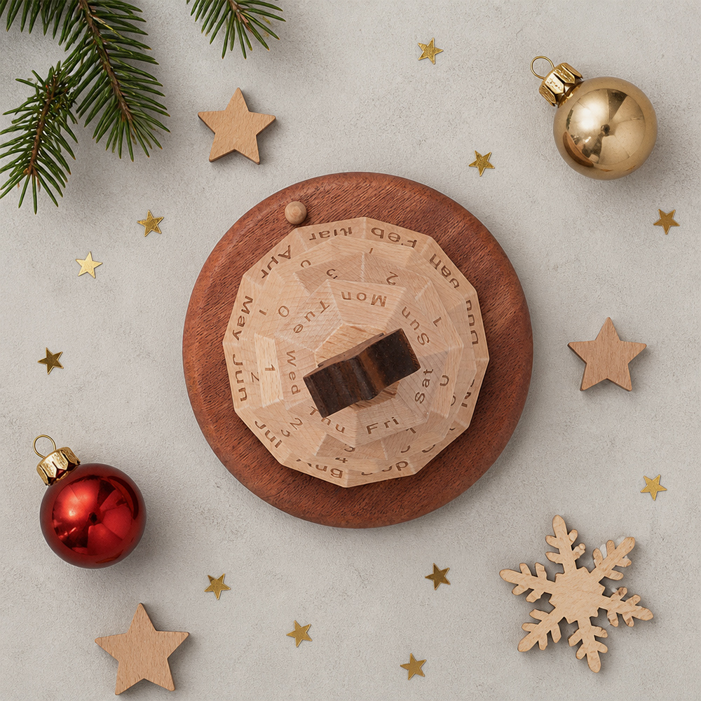 Ewiger Kalender aus Buchenholz in Baumform, drehbar, Tischkalender, Heimdekoration, Großhandel, Fabriklieferant 3