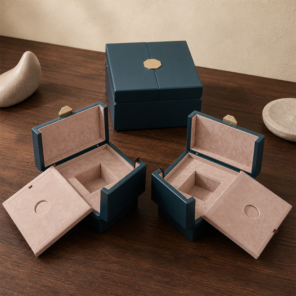 Luxuriöse Geschenkbox aus Holz mit Doppeltür, Aufbewahrungsbox mit individuellem Samteinsatz, Großhandel direkt vom Hersteller 1