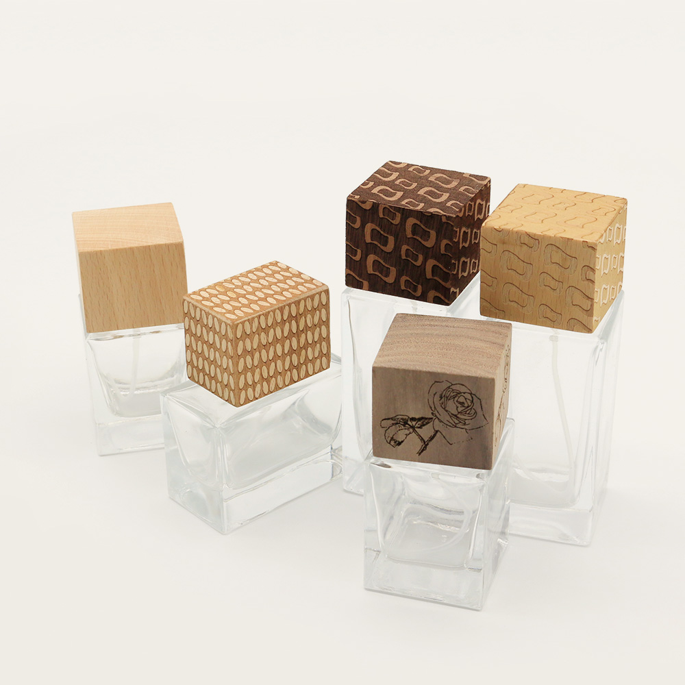 Bouchon carré en bois massif naturel pour flacon de parfum en verre - Fournisseur en gros 2